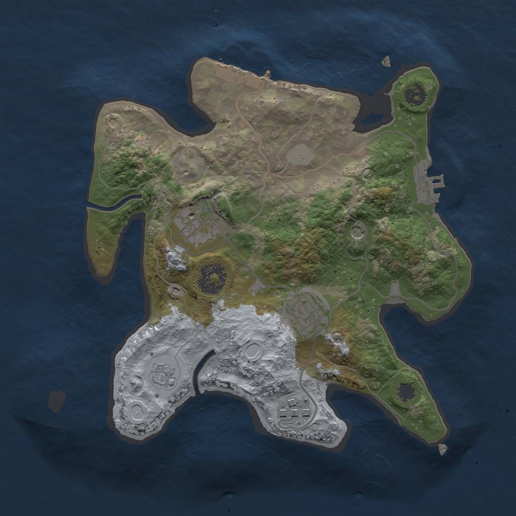 Rust Map: Procedural Map, Size: 2500, Seed: 1856544922, 10 Monuments