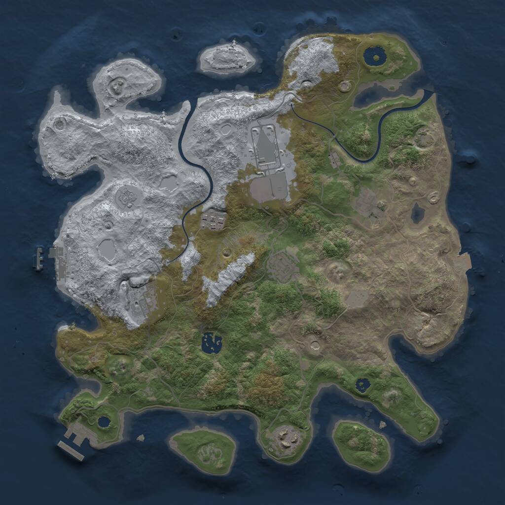 Rust Map: Procedural Map, Size: 3500, Seed: 1381200687, 13 Monuments