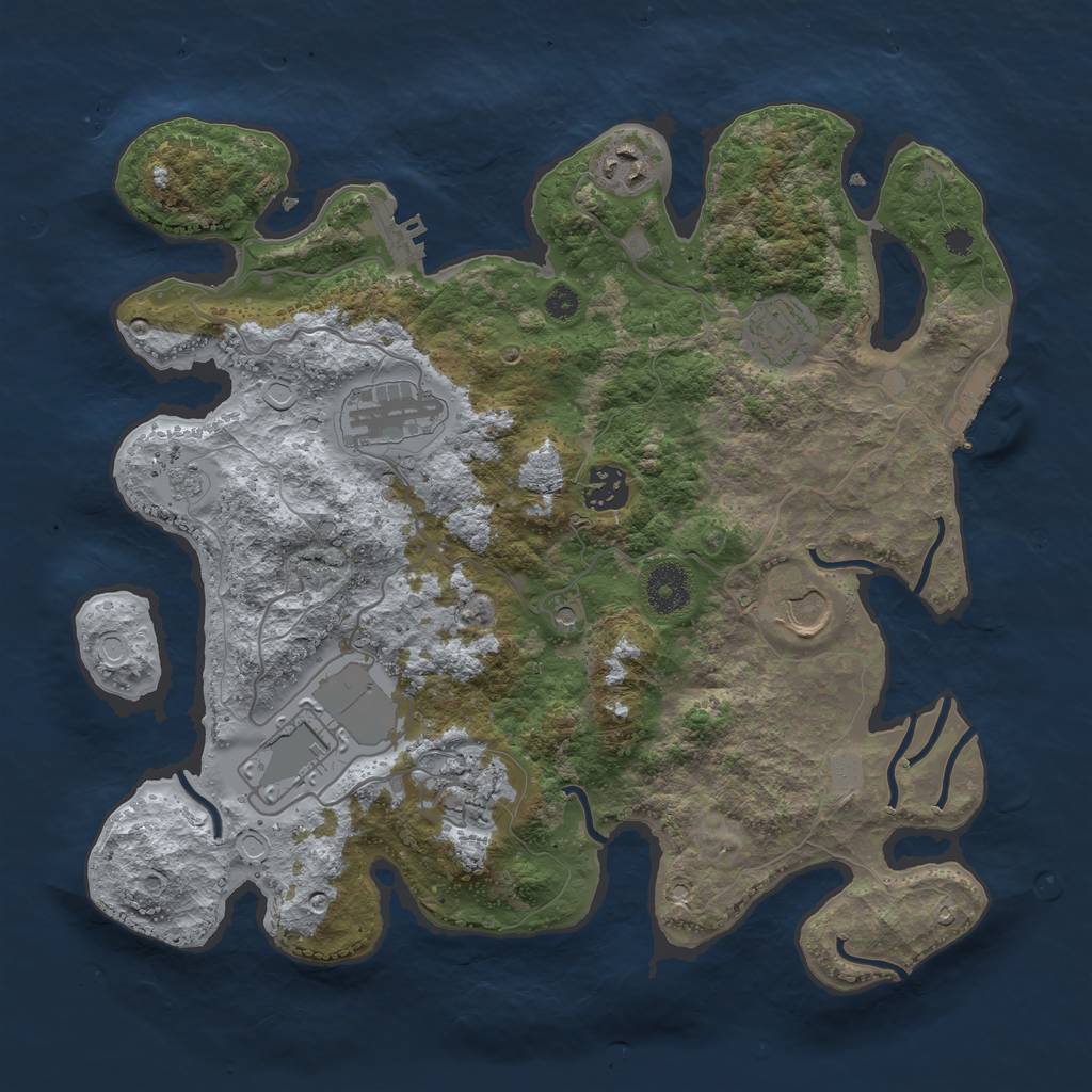 Rust Map: Procedural Map, Size: 3500, Seed: 431534807, 14 Monuments