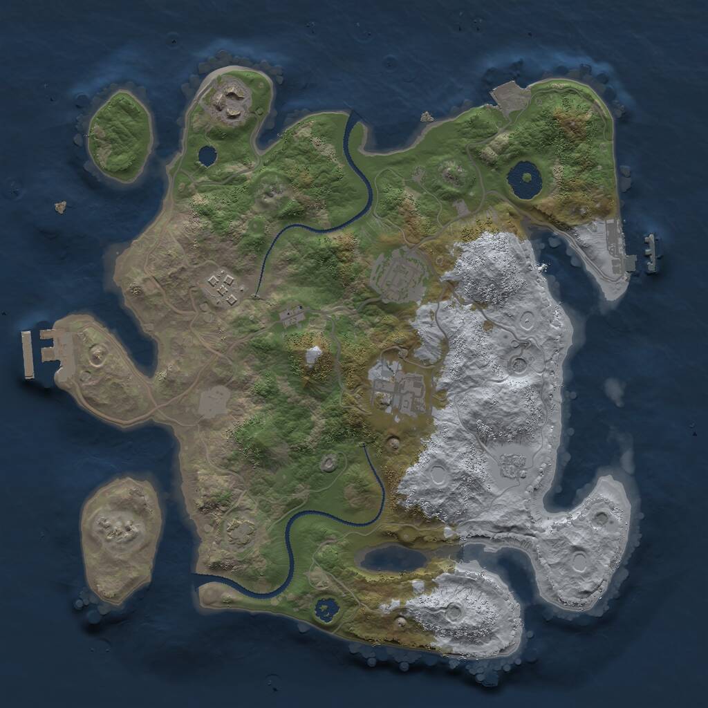 Rust Map: Procedural Map, Size: 3000, Seed: 1241167137, 10 Monuments