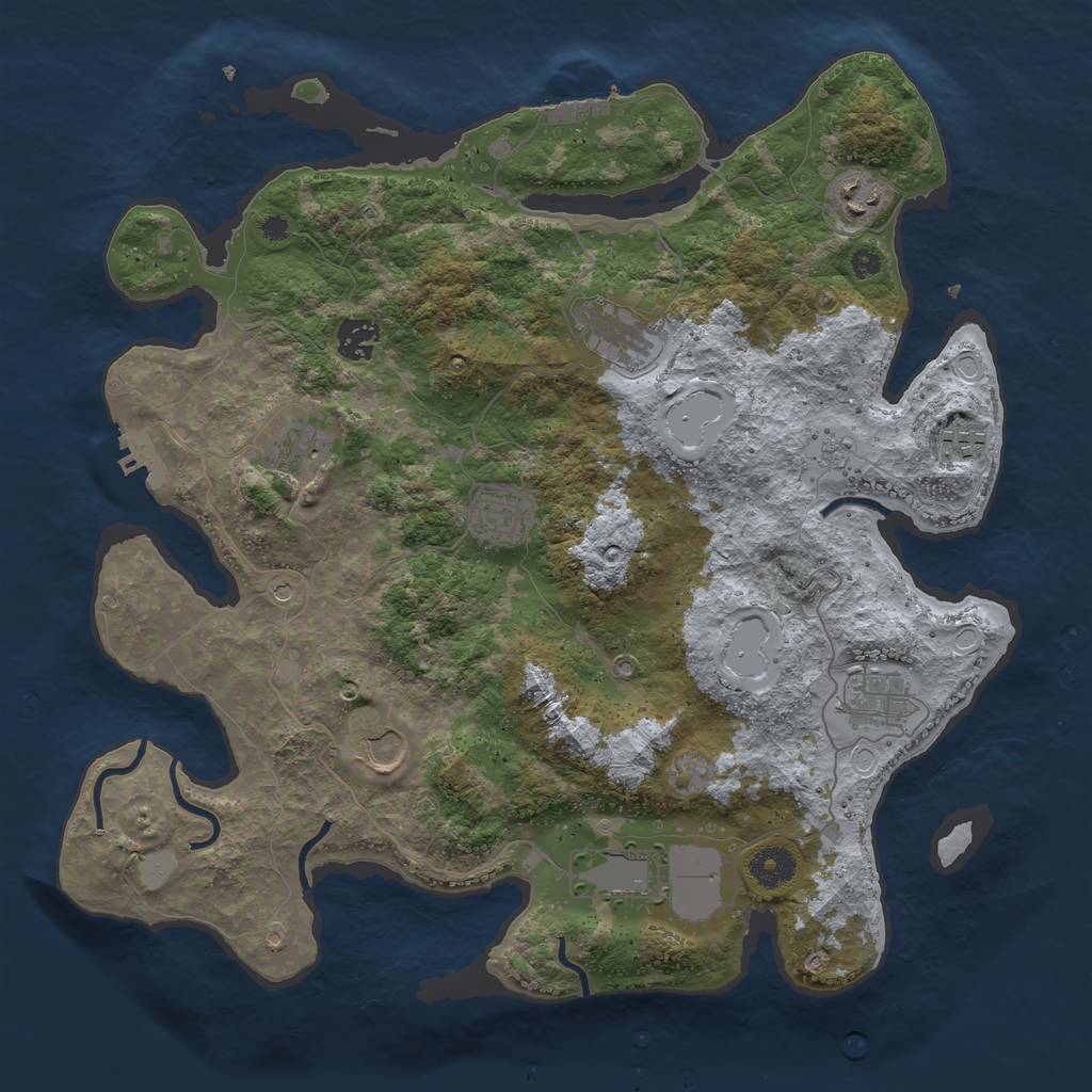 Rust Map: Procedural Map, Size: 3800, Seed: 61426869, 16 Monuments
