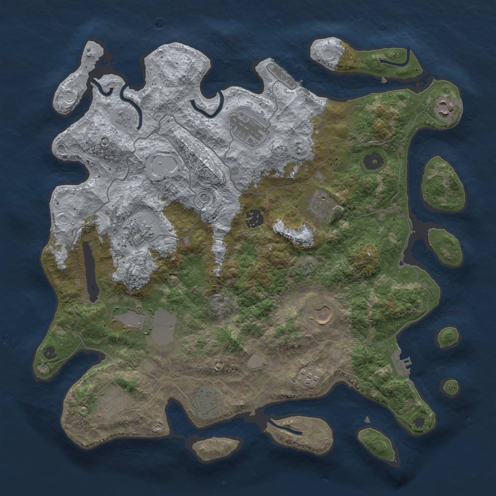 Rust Map: Procedural Map, Size: 4000, Seed: 1437963356, 17 Monuments
