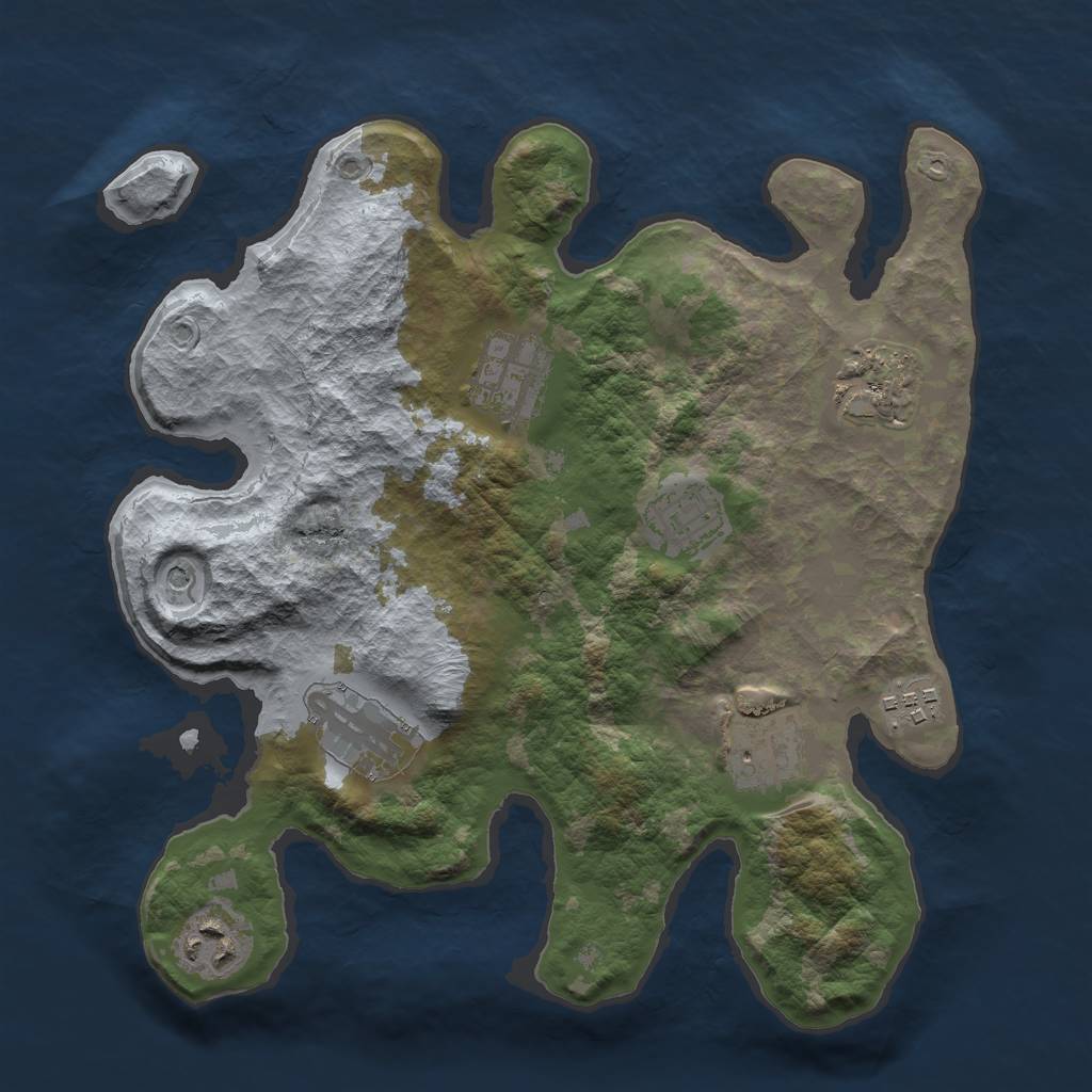 Rust Map: Barren, Size: 3000, Seed: 749497235, 10 Monuments