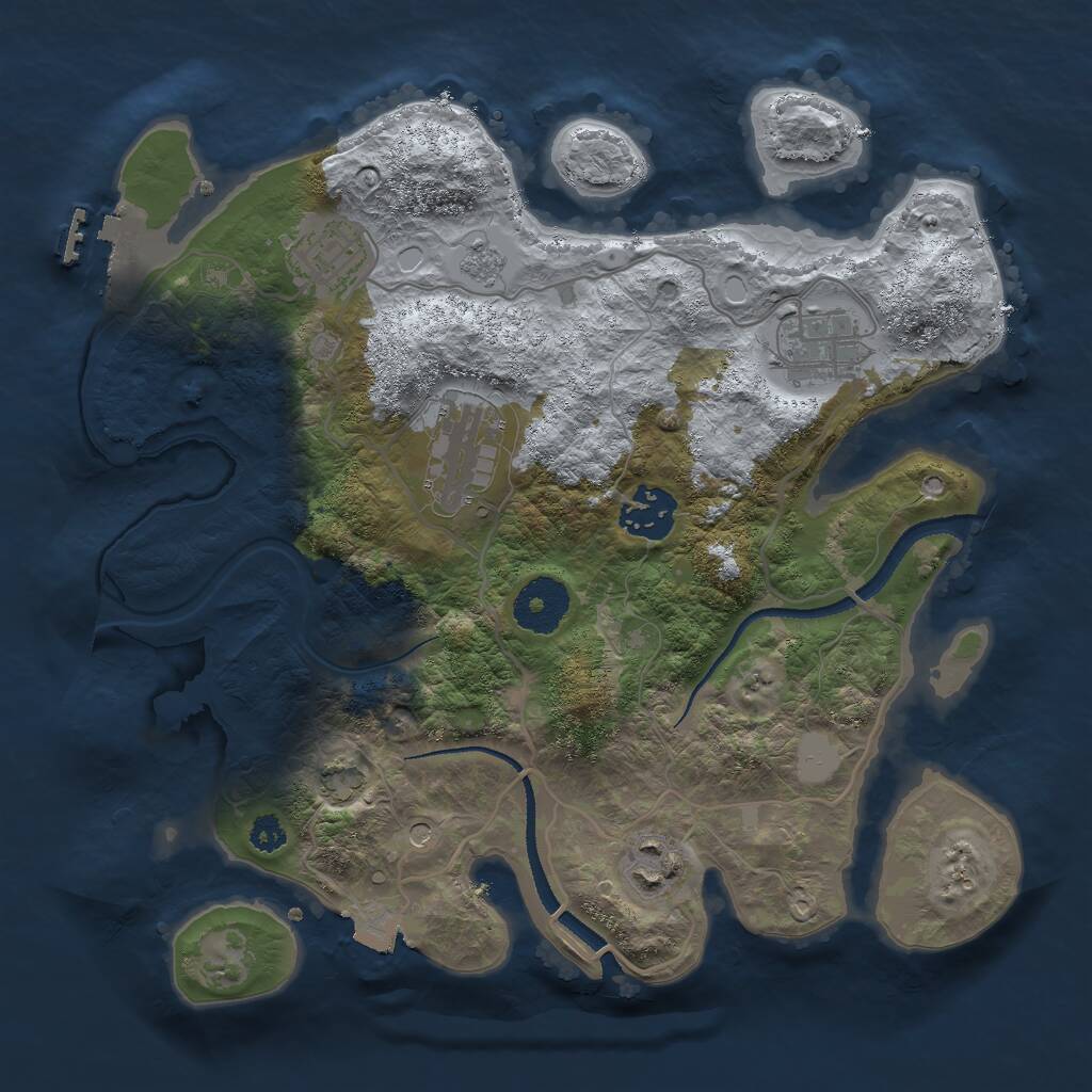 Rust Map: Procedural Map, Size: 3000, Seed: 70396130, 10 Monuments