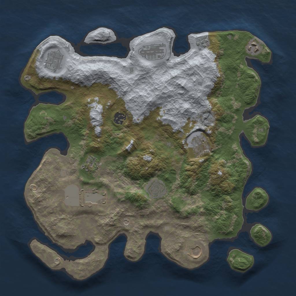 Rust Map: Barren, Size: 3700, Seed: 1012972310, 13 Monuments