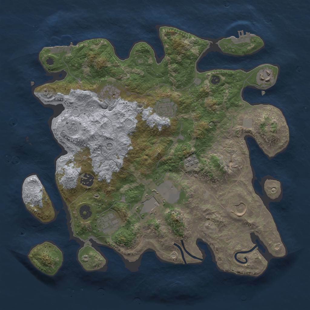 Rust Map: Procedural Map, Size: 3500, Seed: 73704354, 15 Monuments