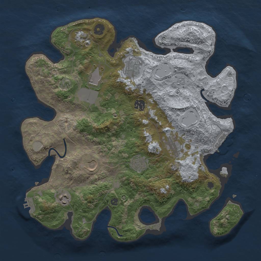 Rust Map: Procedural Map, Size: 3500, Seed: 1376284672, 14 Monuments