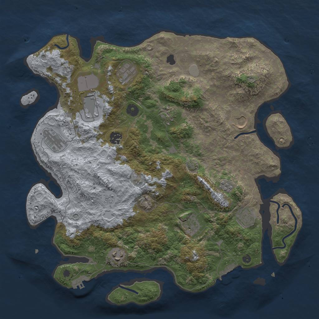 Rust Map: Procedural Map, Size: 3900, Seed: 505641, 18 Monuments