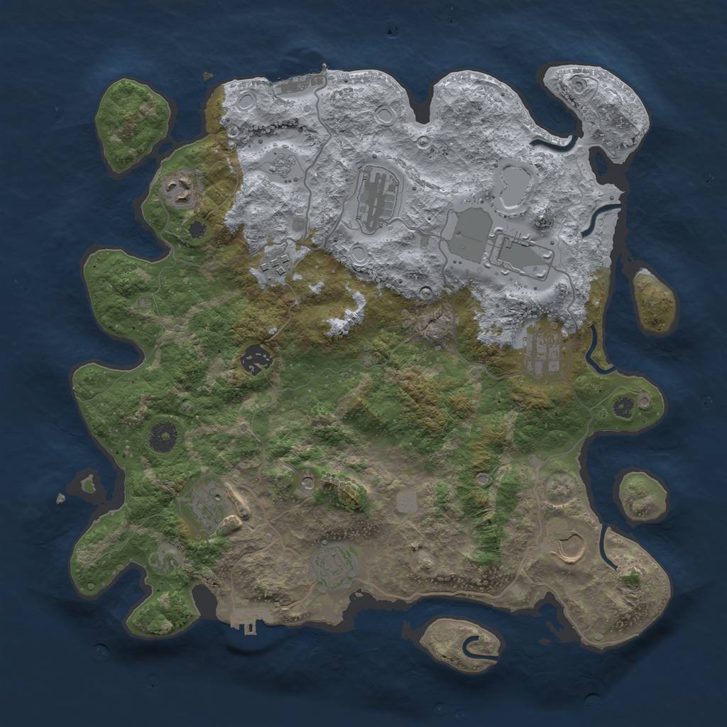 Rust Map: Procedural Map, Size: 3700, Seed: 813982, 16 Monuments