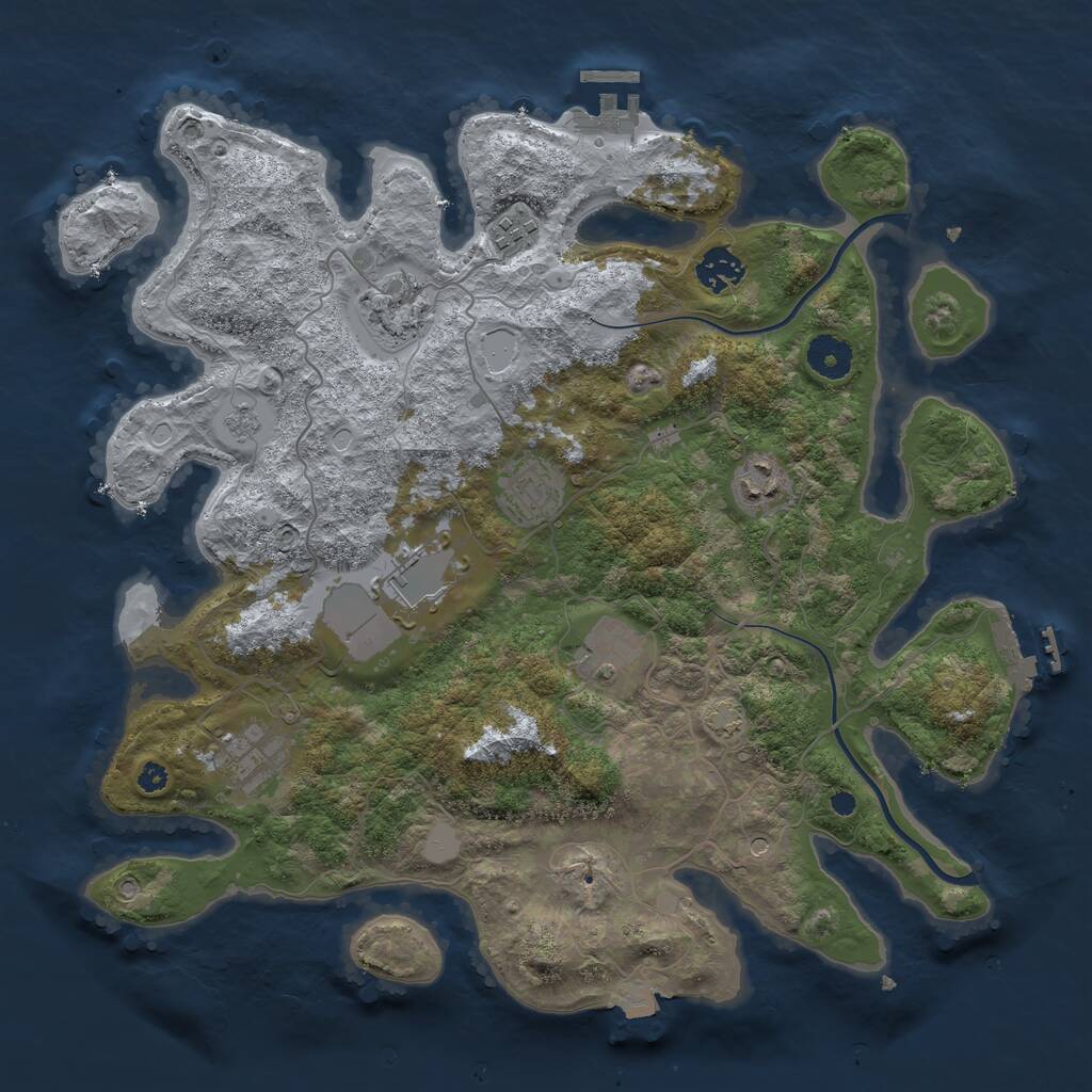Rust Map: Procedural Map, Size: 3700, Seed: 795559, 14 Monuments