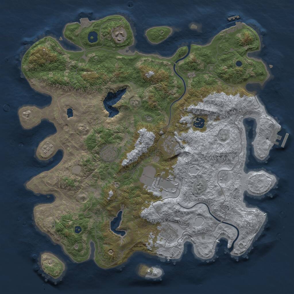 Rust Map: Procedural Map, Size: 4000, Seed: 296766137, 13 Monuments