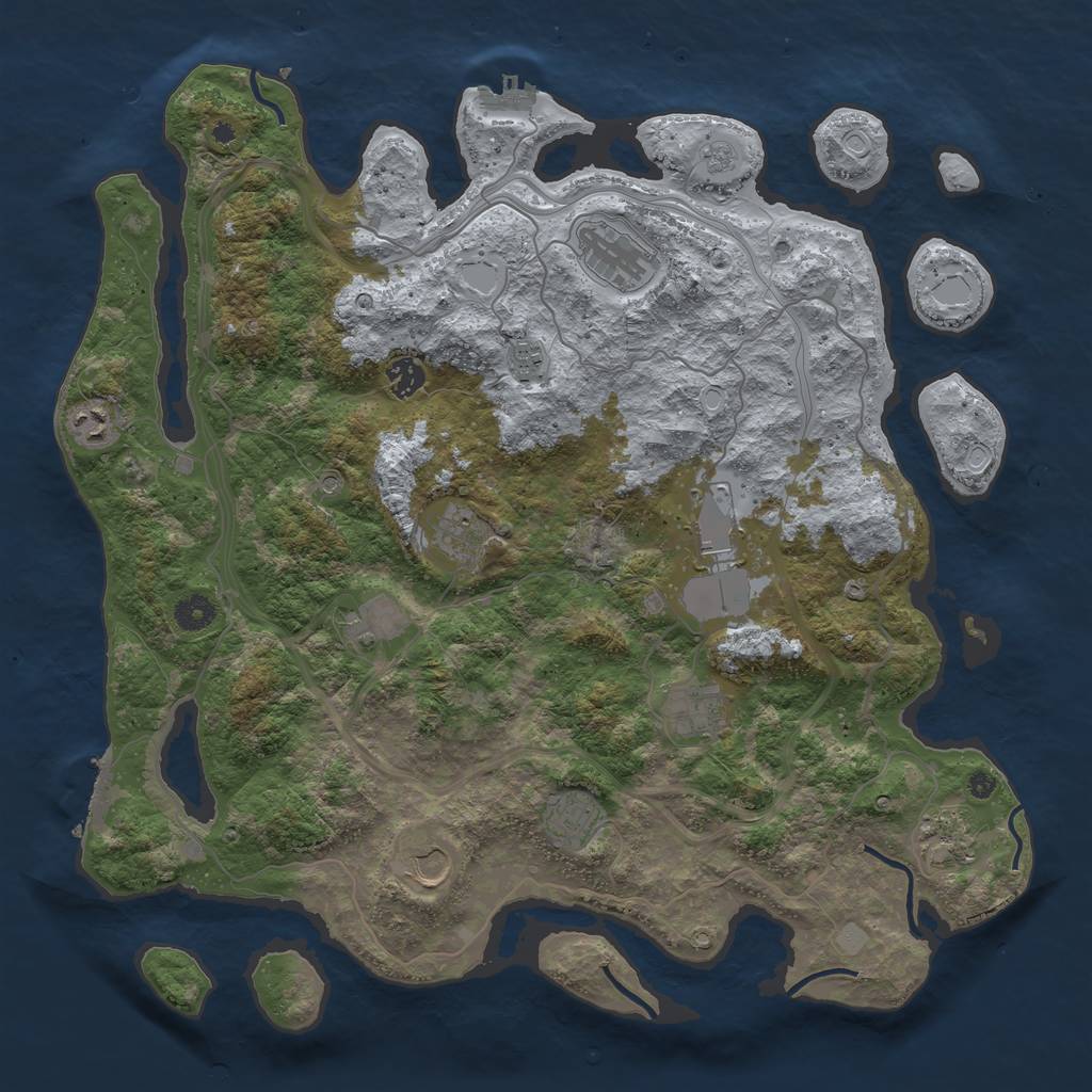 Rust Map: Procedural Map, Size: 4250, Seed: 1999023370, 18 Monuments