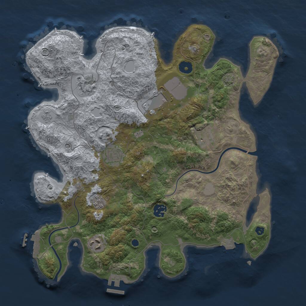 Rust Map: Procedural Map, Size: 3500, Seed: 2110092891, 13 Monuments