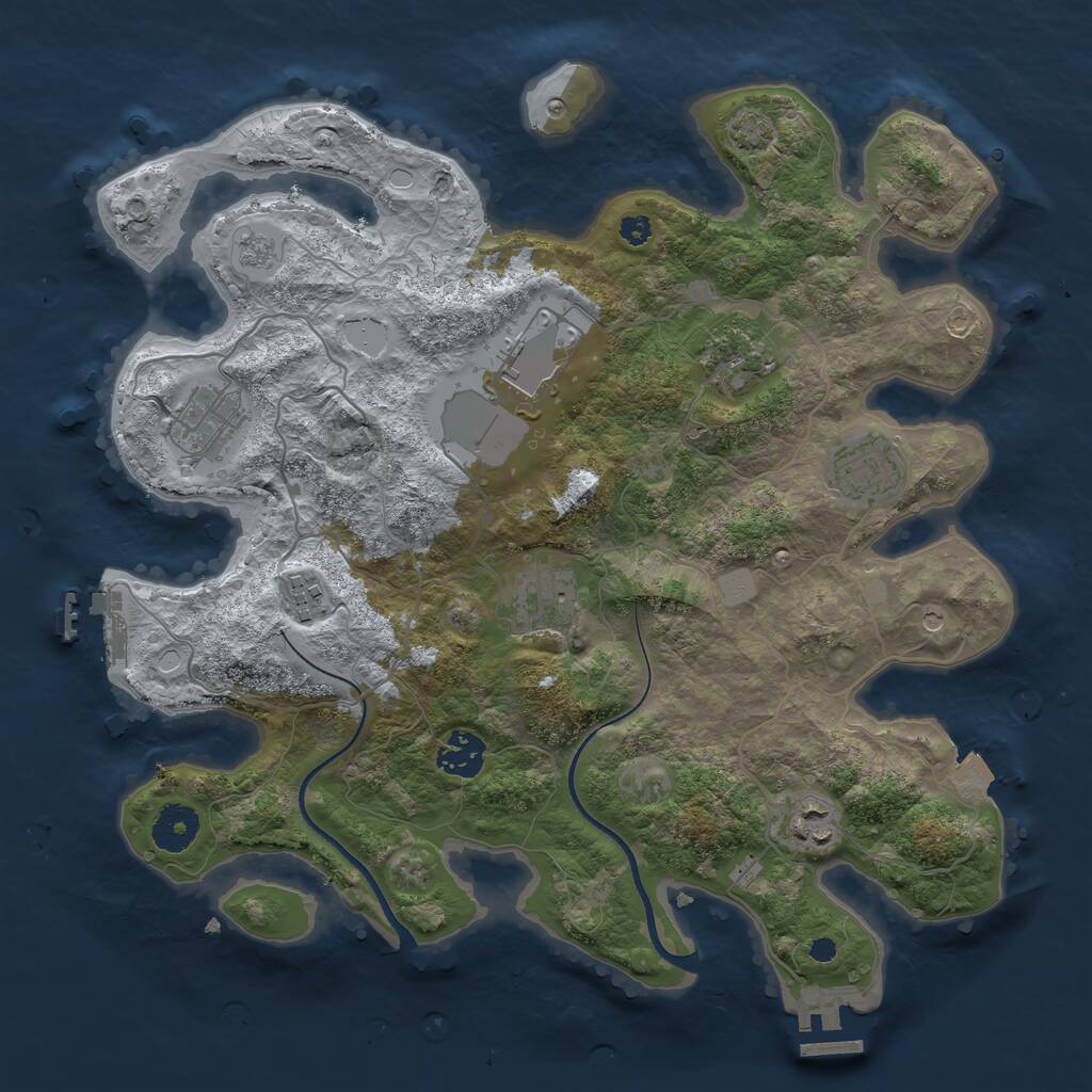 Rust Map: Procedural Map, Size: 3500, Seed: 177920355, 14 Monuments