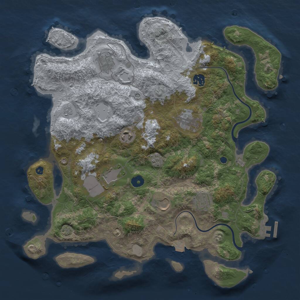 Rust Map: Procedural Map, Size: 3700, Seed: 995804644, 13 Monuments