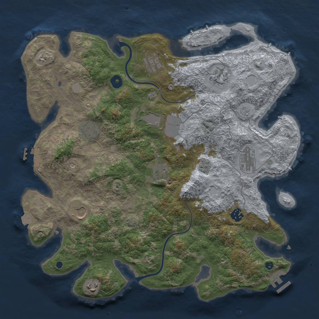 Rust Map: Procedural Map, Size: 3900, Seed: 629196, 16 Monuments