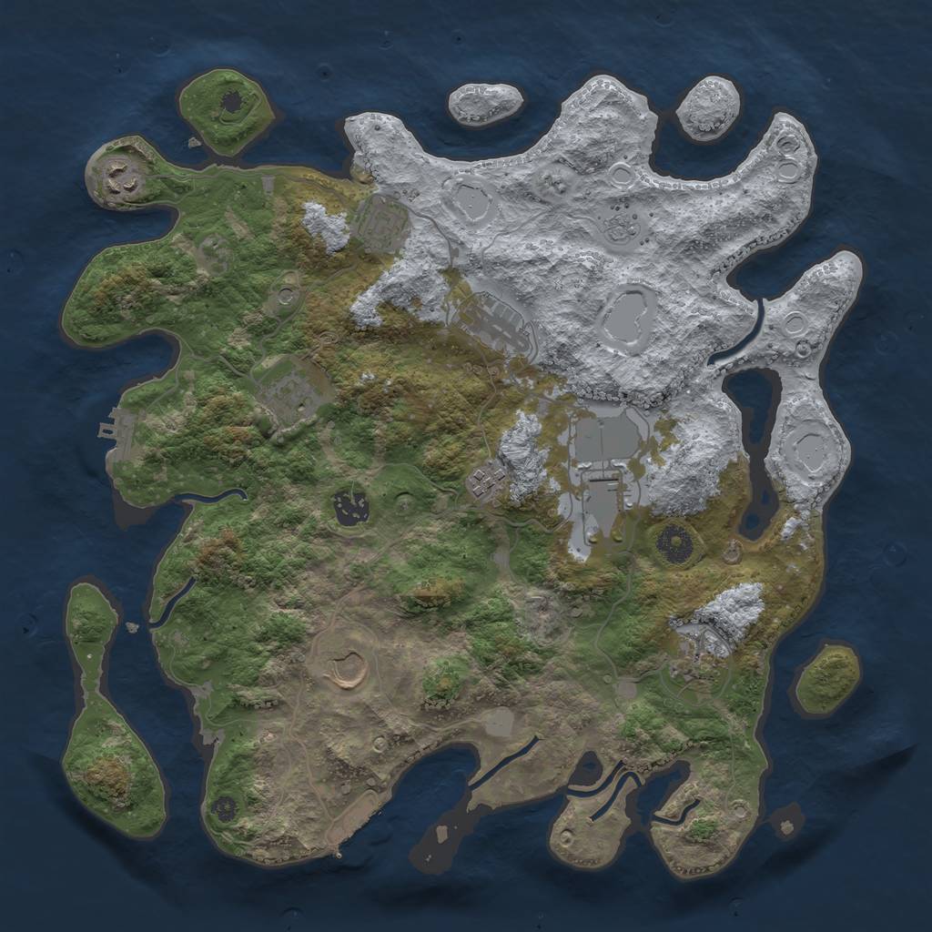 Rust Map: Procedural Map, Size: 3800, Seed: 2114724310, 16 Monuments