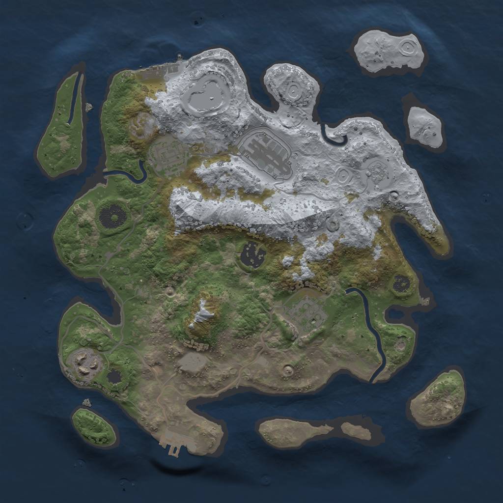 Rust Map: Procedural Map, Size: 3000, Seed: 768435, 11 Monuments