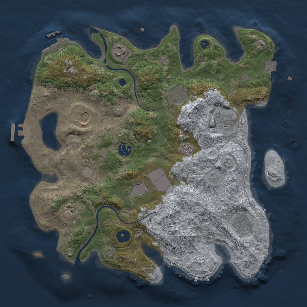 Rust Map: Procedural Map, Size: 3500, Seed: 674421985, 15 Monuments