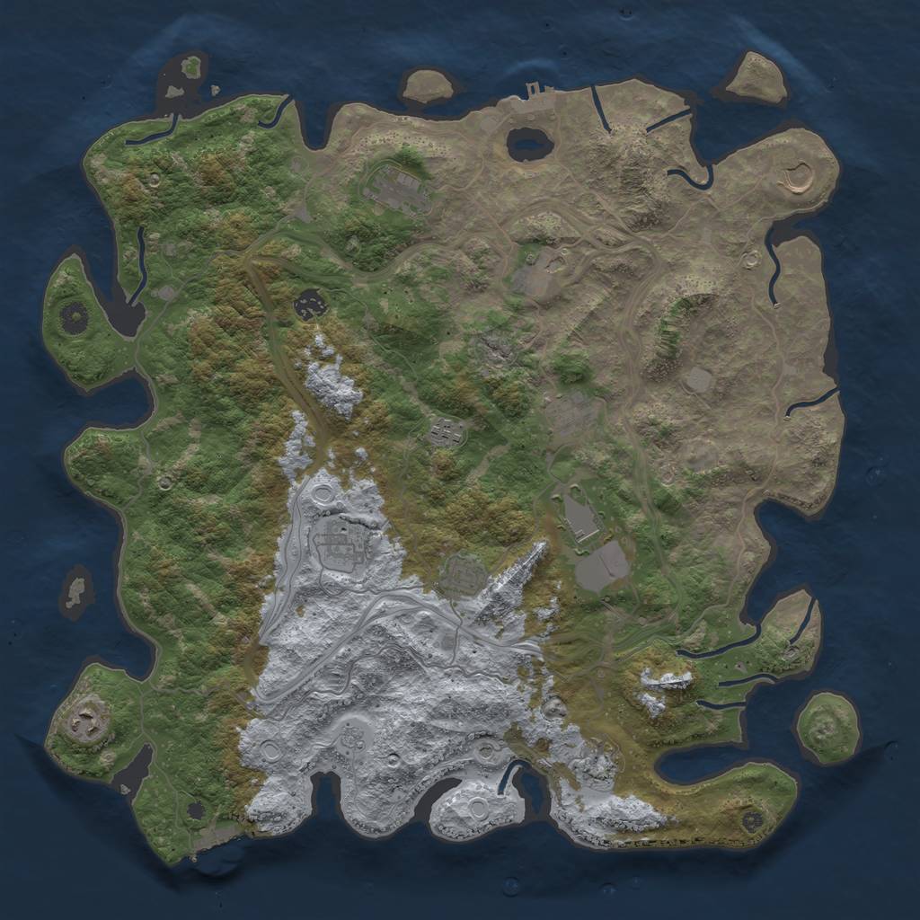 Rust Map: Procedural Map, Size: 4500, Seed: 433189359, 18 Monuments