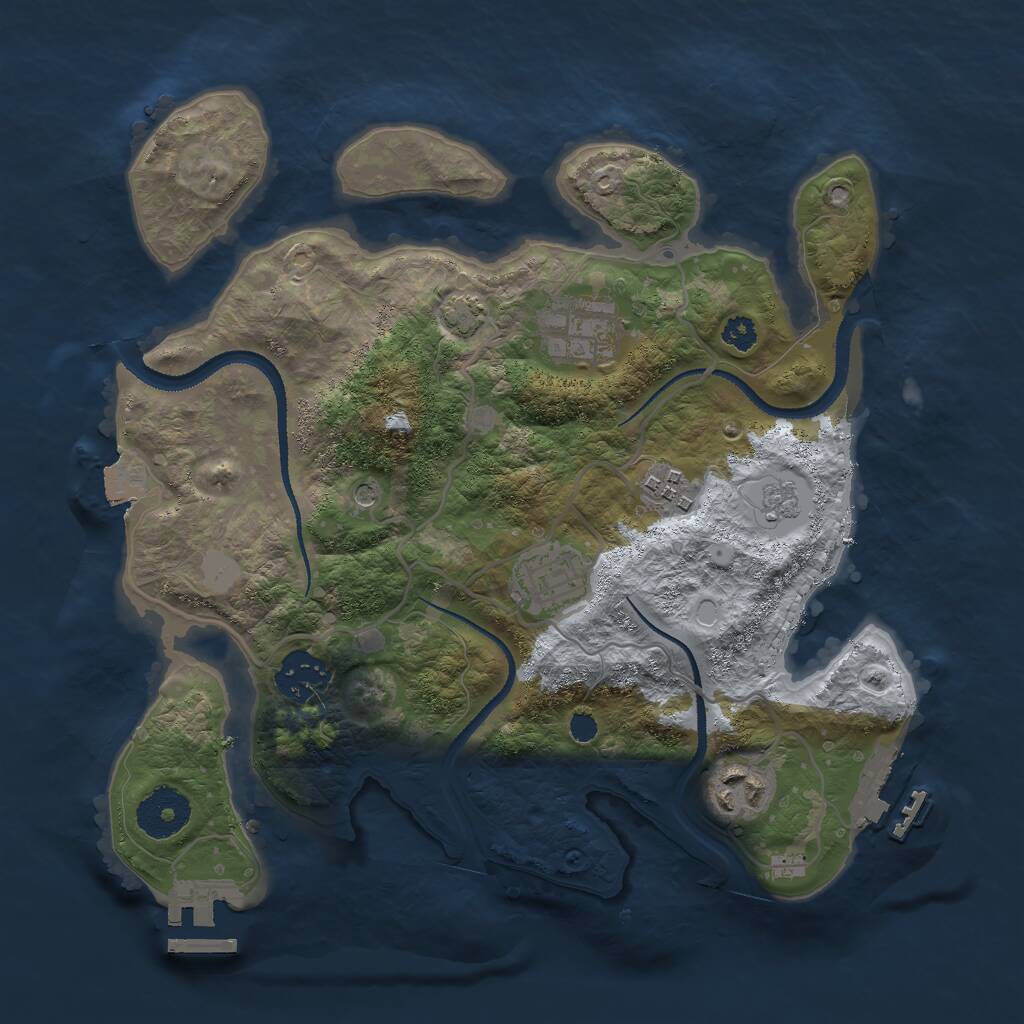 Rust Map: Procedural Map, Size: 3000, Seed: 1786341614, 11 Monuments