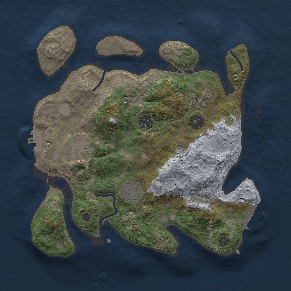 Rust Map: Procedural Map, Size: 3000, Seed: 1786341614, 11 Monuments