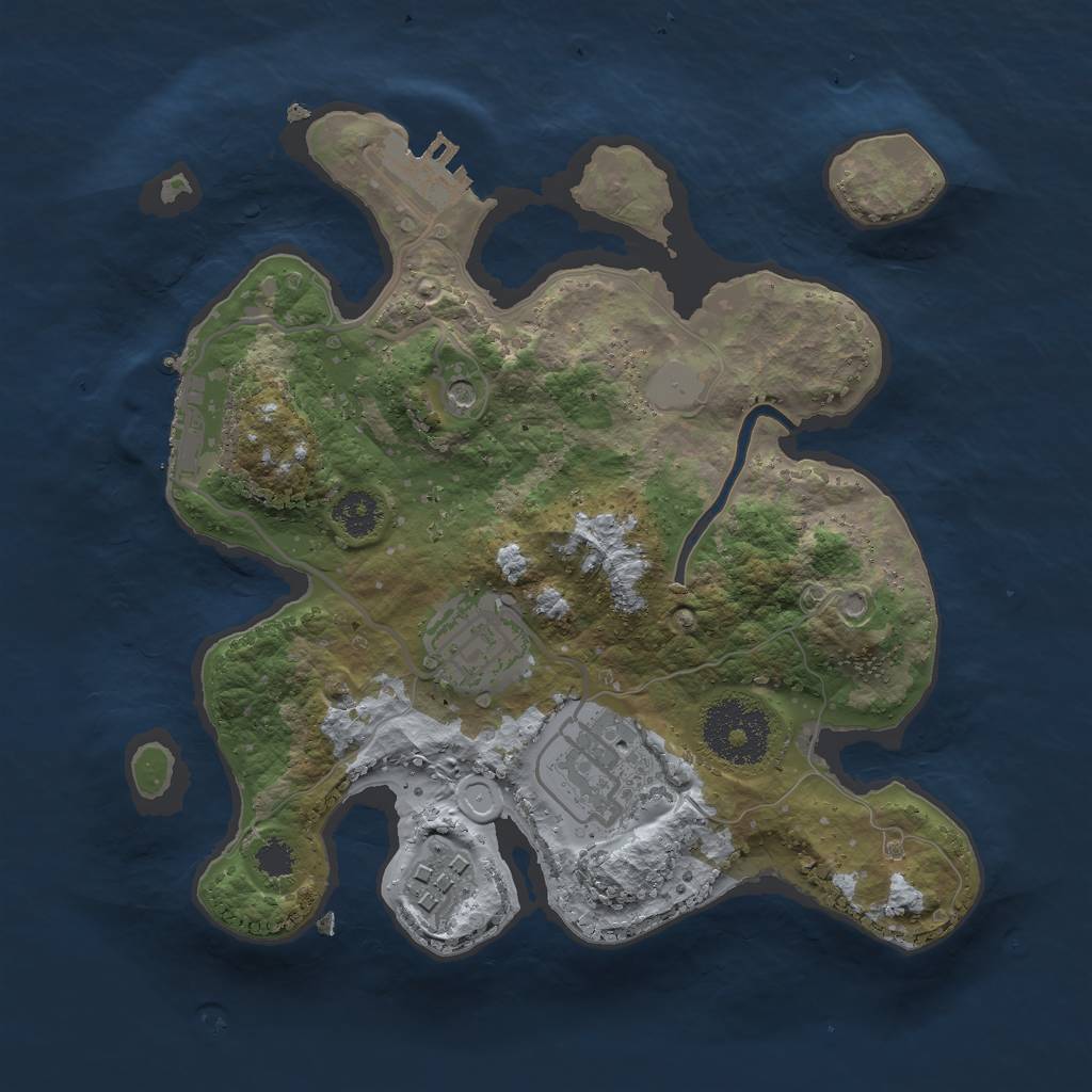 Rust Map: Procedural Map, Size: 2500, Seed: 3246541, 9 Monuments