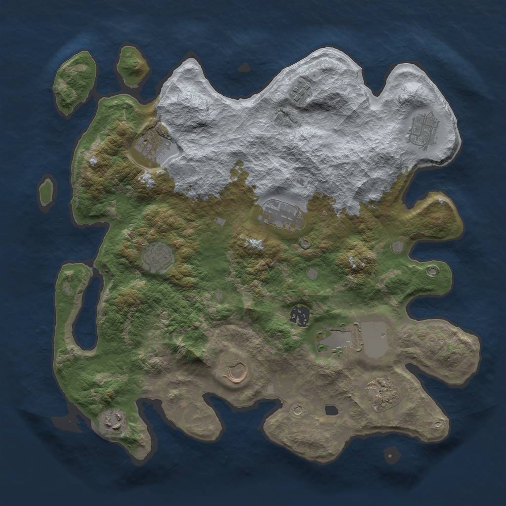 Rust Map: Barren, Size: 3700, Seed: 1674693121, 13 Monuments