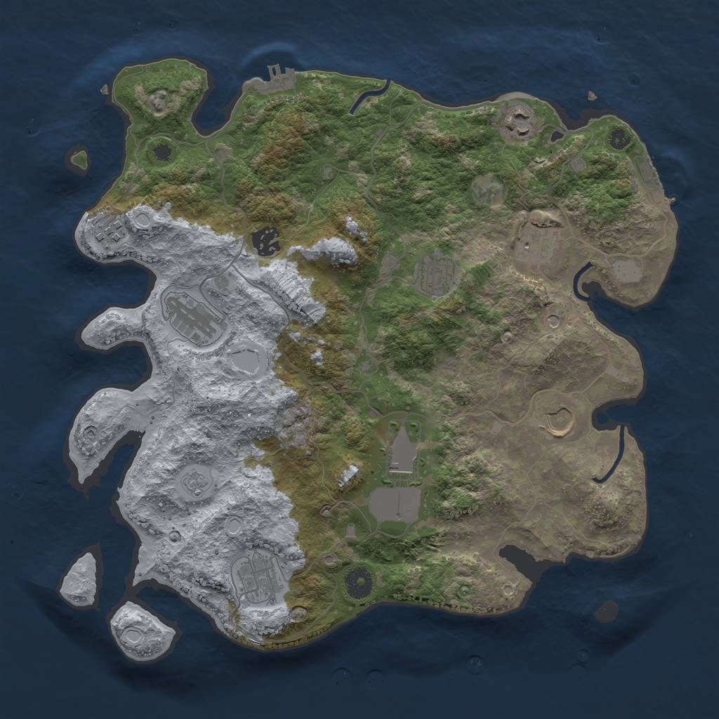 Rust Map: Procedural Map, Size: 3700, Seed: 534973, 16 Monuments