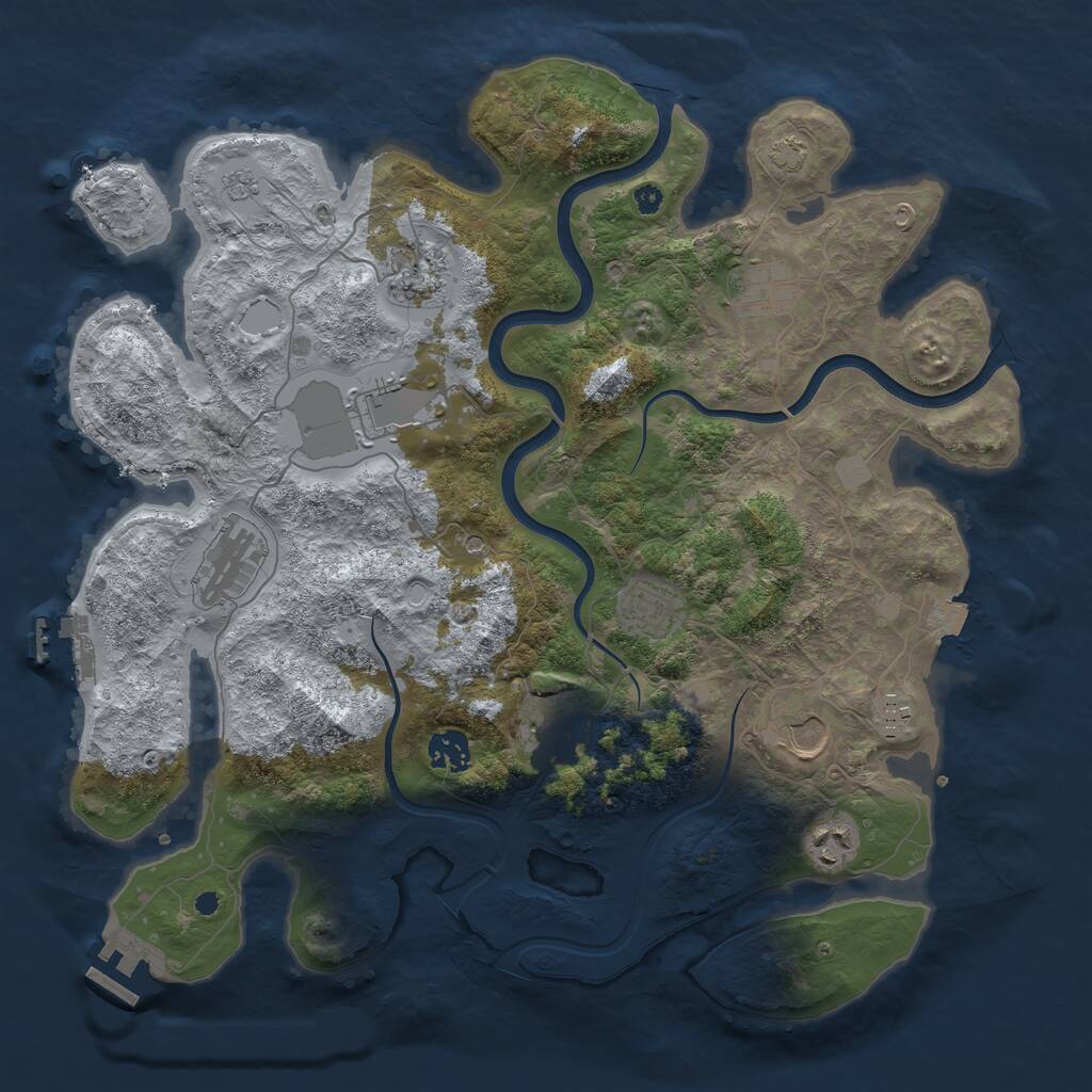 Rust Map: Procedural Map, Size: 3800, Seed: 958000686, 16 Monuments
