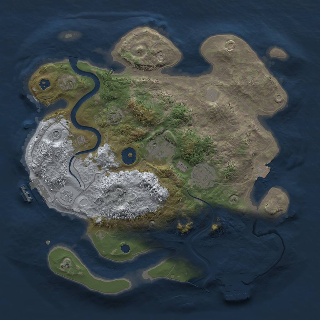 Rust Map: Procedural Map, Size: 3000, Seed: 1595318324, 8 Monuments
