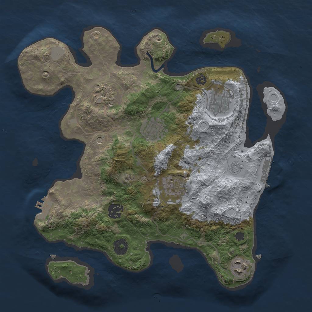 Rust Map: Procedural Map, Size: 3000, Seed: 2066071046, 13 Monuments