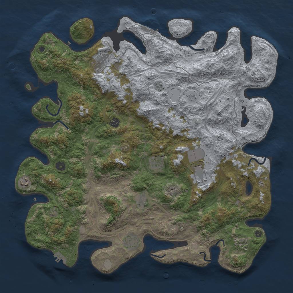 Rust Map: Procedural Map, Size: 4500, Seed: 69694, 16 Monuments
