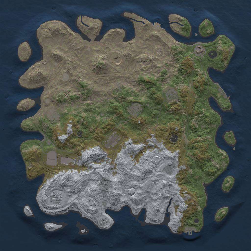 Rust Map: Procedural Map, Size: 4500, Seed: 987579540, 19 Monuments