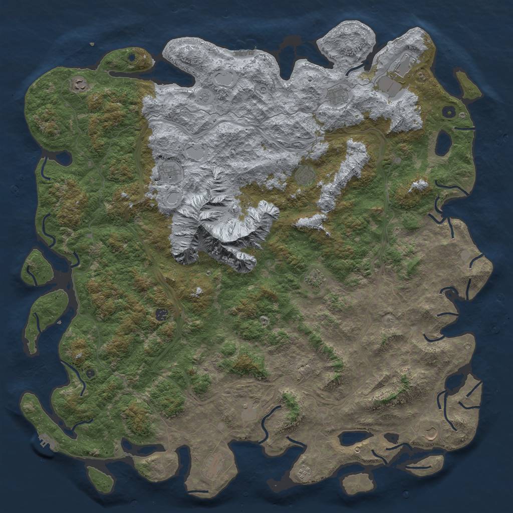 Rust Map: Procedural Map, Size: 6000, Seed: 1103276462, 18 Monuments