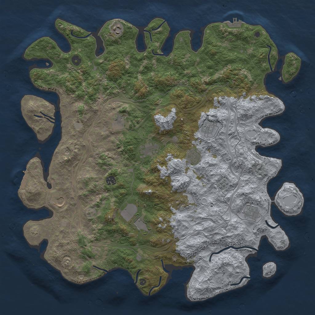 Rust Map: Procedural Map, Size: 4800, Seed: 1458847039, 19 Monuments