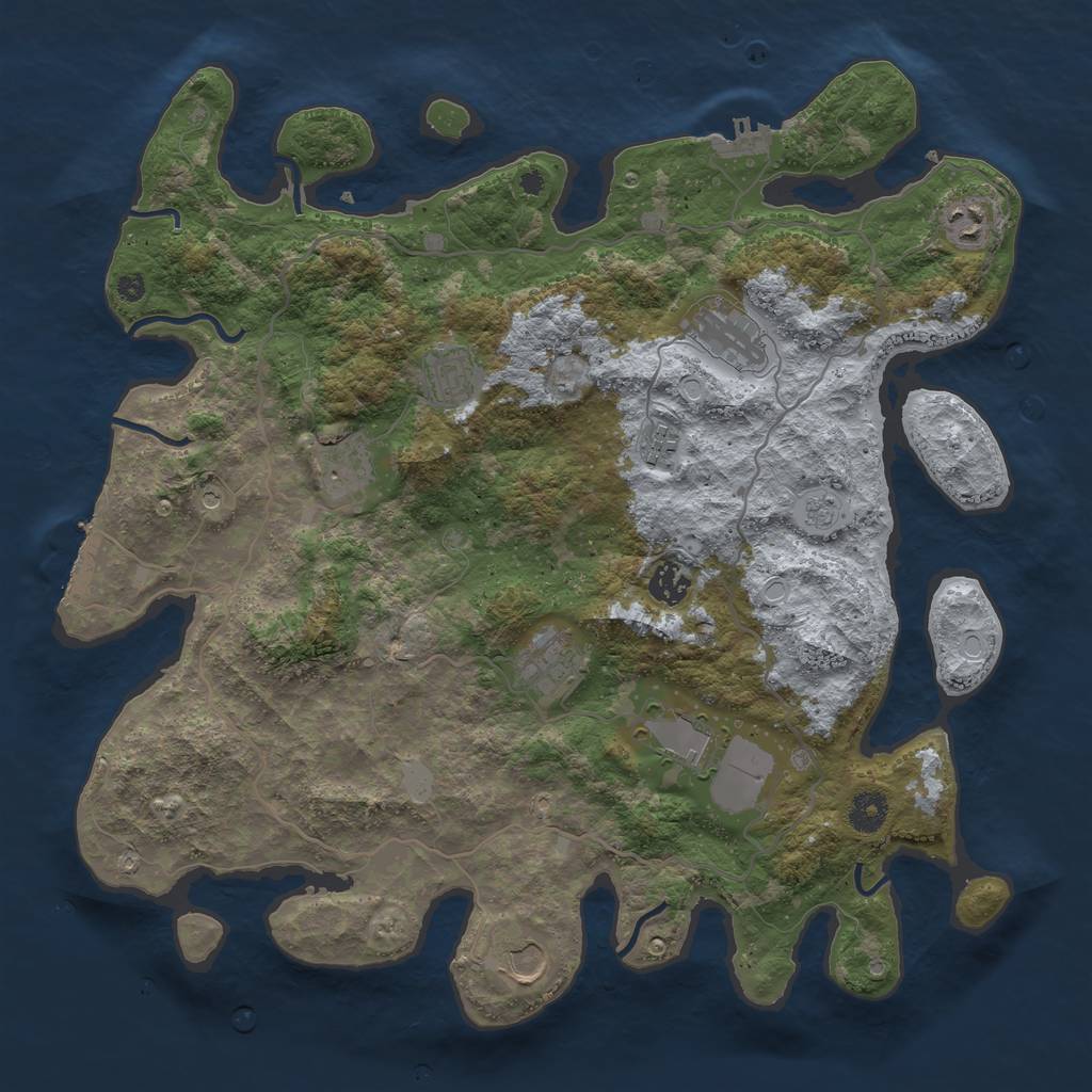 Rust Map: Procedural Map, Size: 4000, Seed: 222311123, 16 Monuments