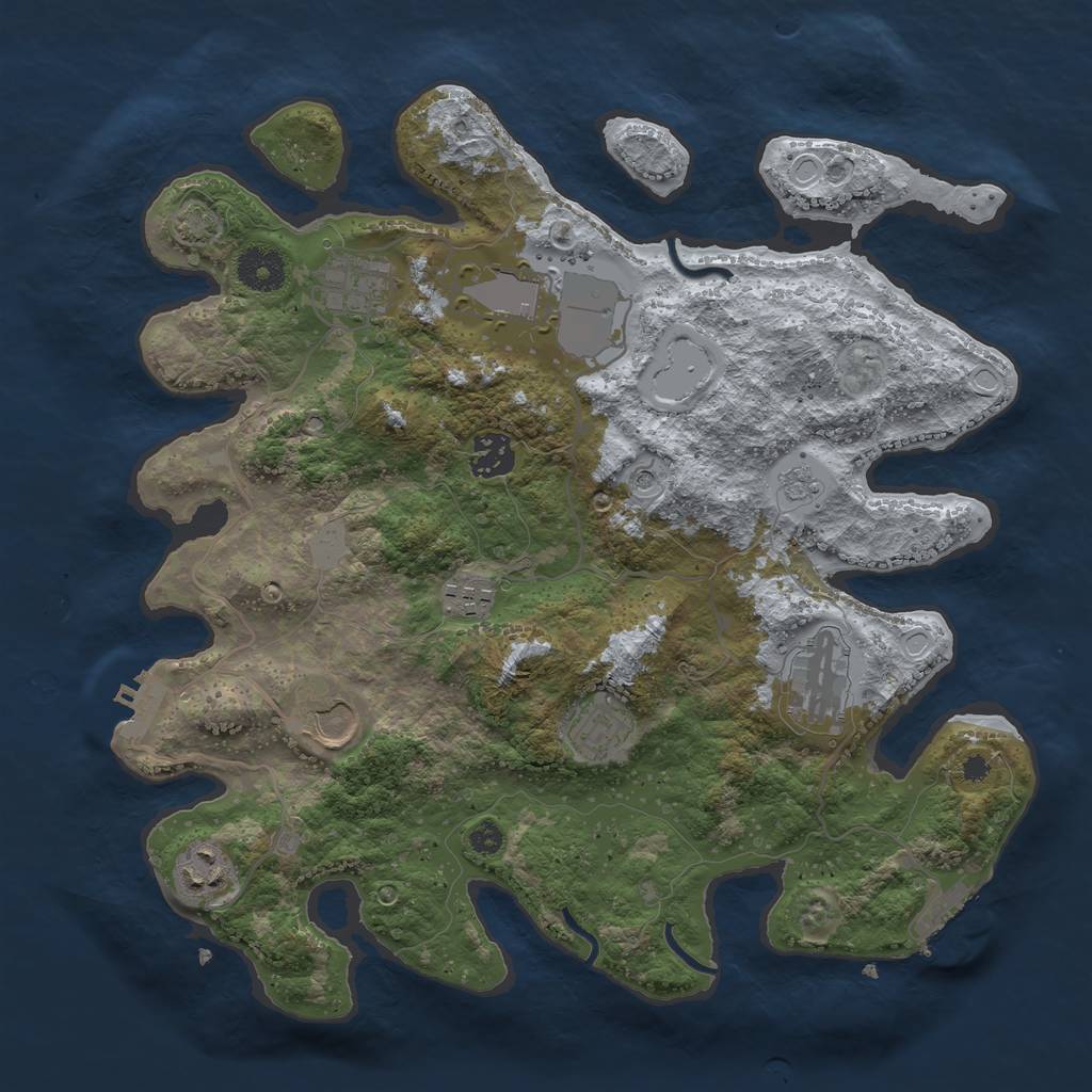 Rust Map: Procedural Map, Size: 3500, Seed: 1430627146, 16 Monuments