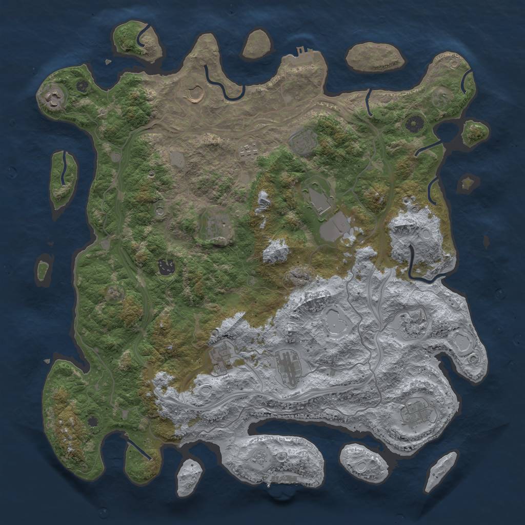 Rust Map: Procedural Map, Size: 4500, Seed: 1987151745, 18 Monuments