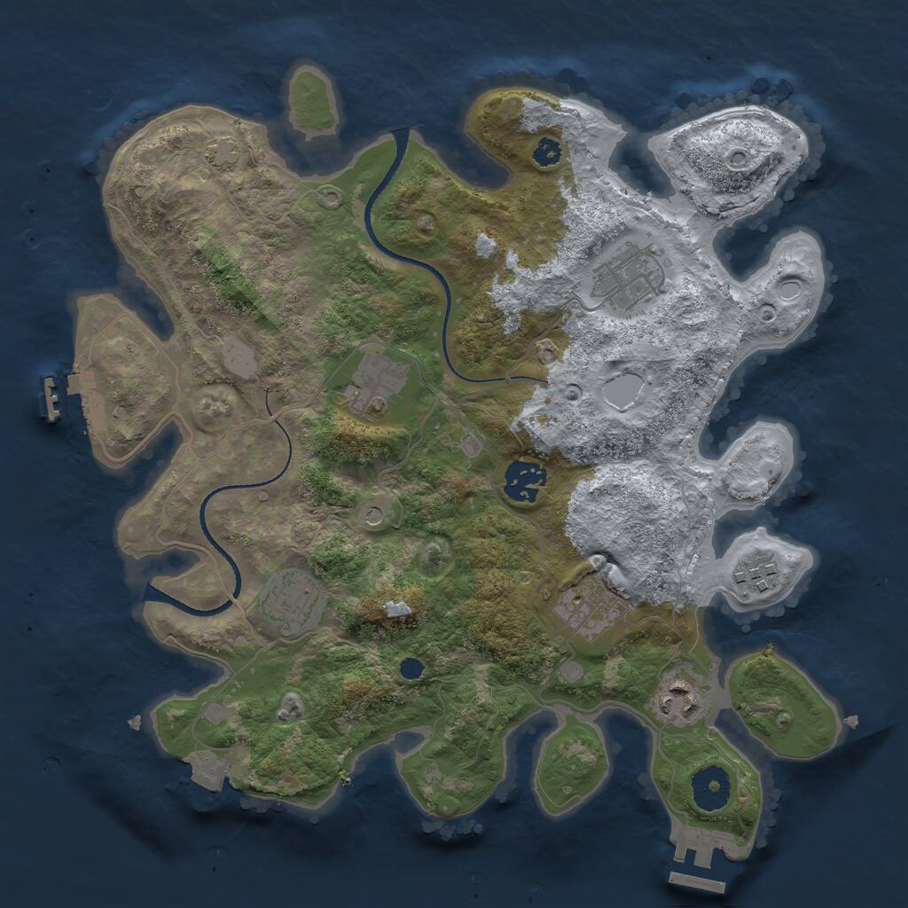 Rust Map: Procedural Map, Size: 3250, Seed: 75214142, 12 Monuments
