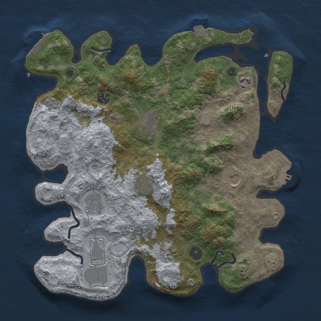 Rust Map: Procedural Map, Size: 3750, Seed: 542232983, 17 Monuments