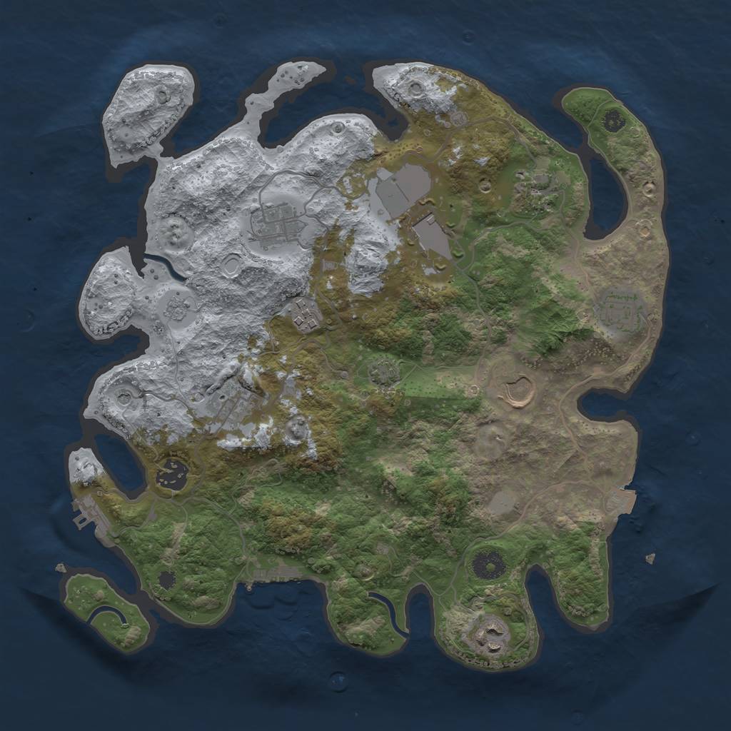 Rust Map: Procedural Map, Size: 3500, Seed: 635303566, 17 Monuments