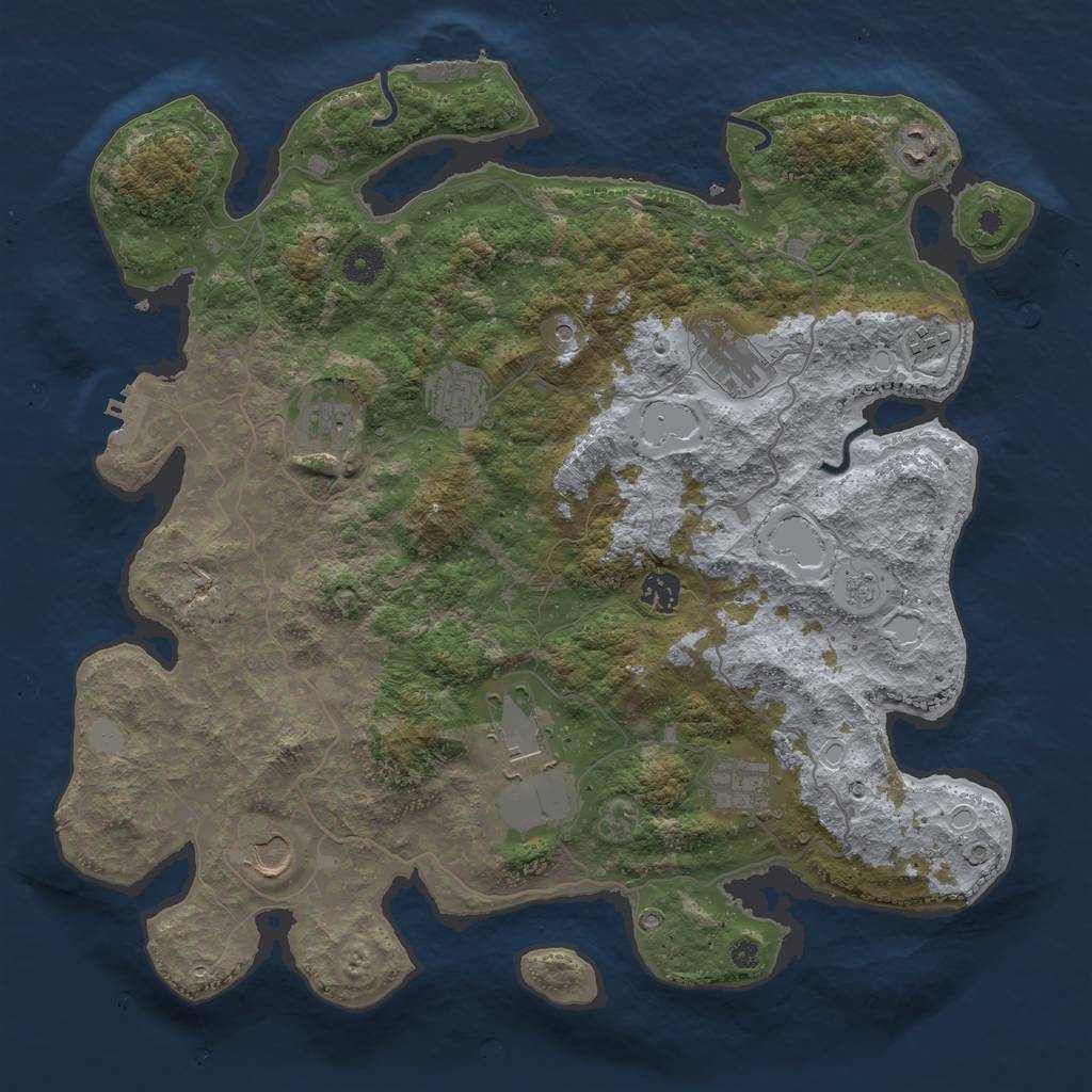 Rust Map: Procedural Map, Size: 4000, Seed: 2042253428, 16 Monuments
