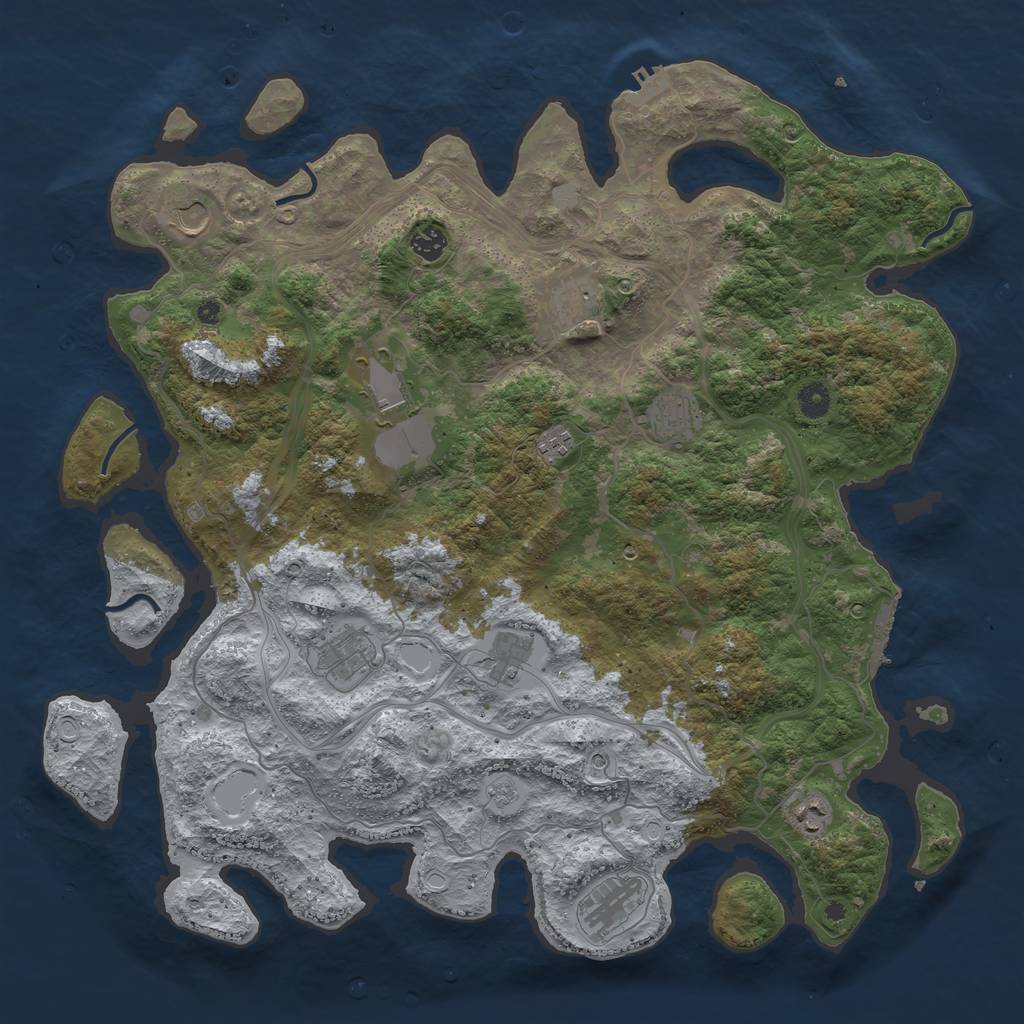 Rust Map: Procedural Map, Size: 4500, Seed: 1125, 17 Monuments