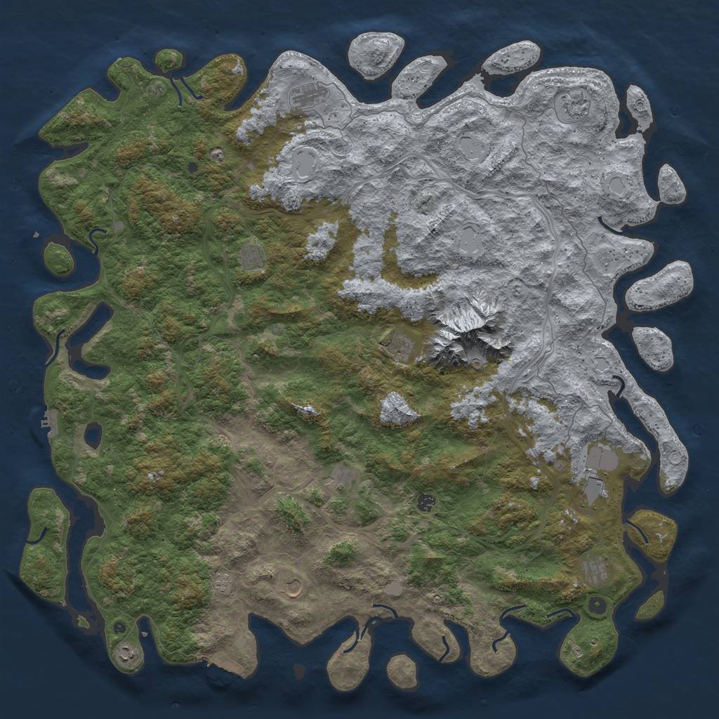 Rust Map: Procedural Map, Size: 6000, Seed: 808135, 18 Monuments