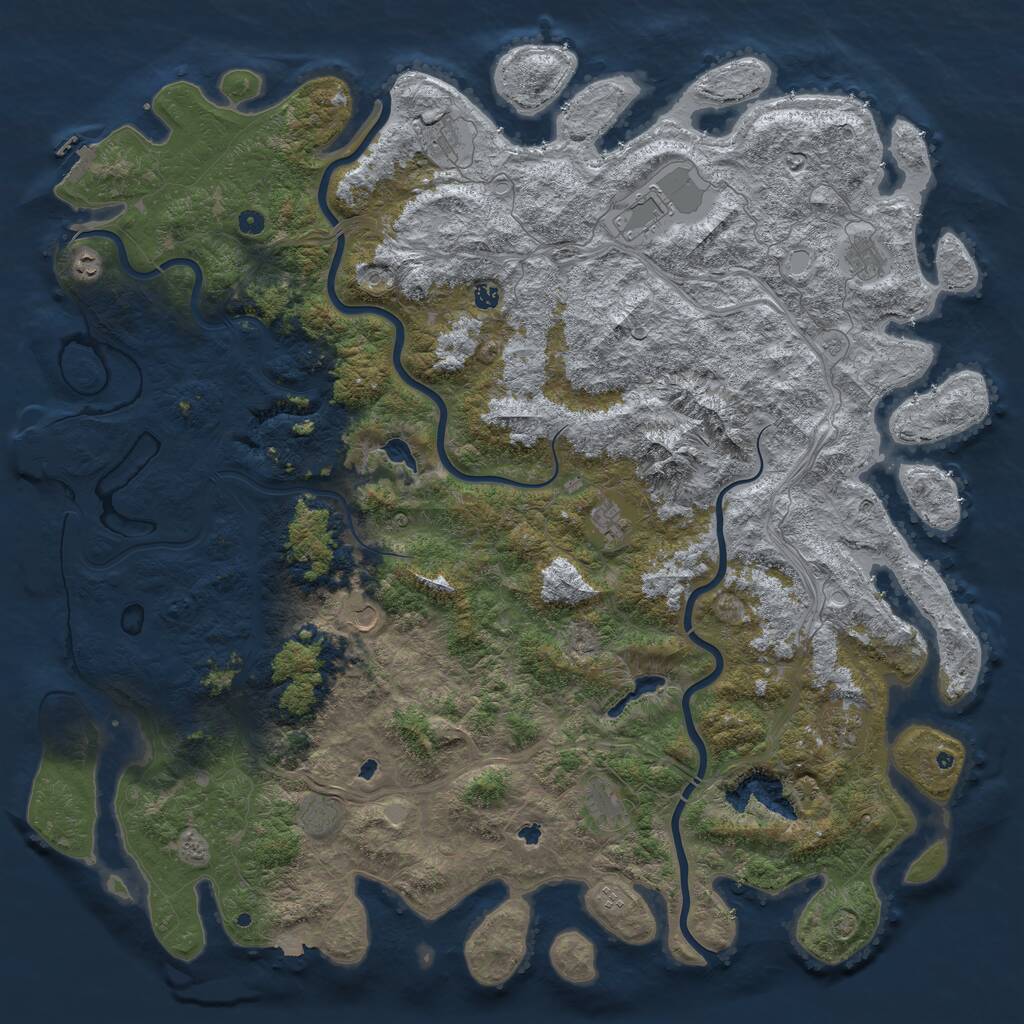 Rust Map: Procedural Map, Size: 6000, Seed: 808135, 17 Monuments