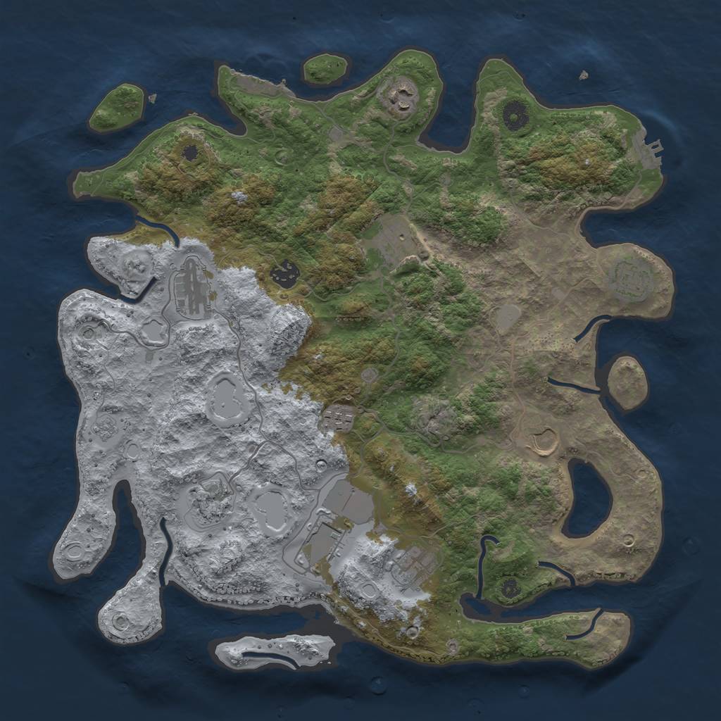 Rust Map: Procedural Map, Size: 3900, Seed: 9000, 17 Monuments