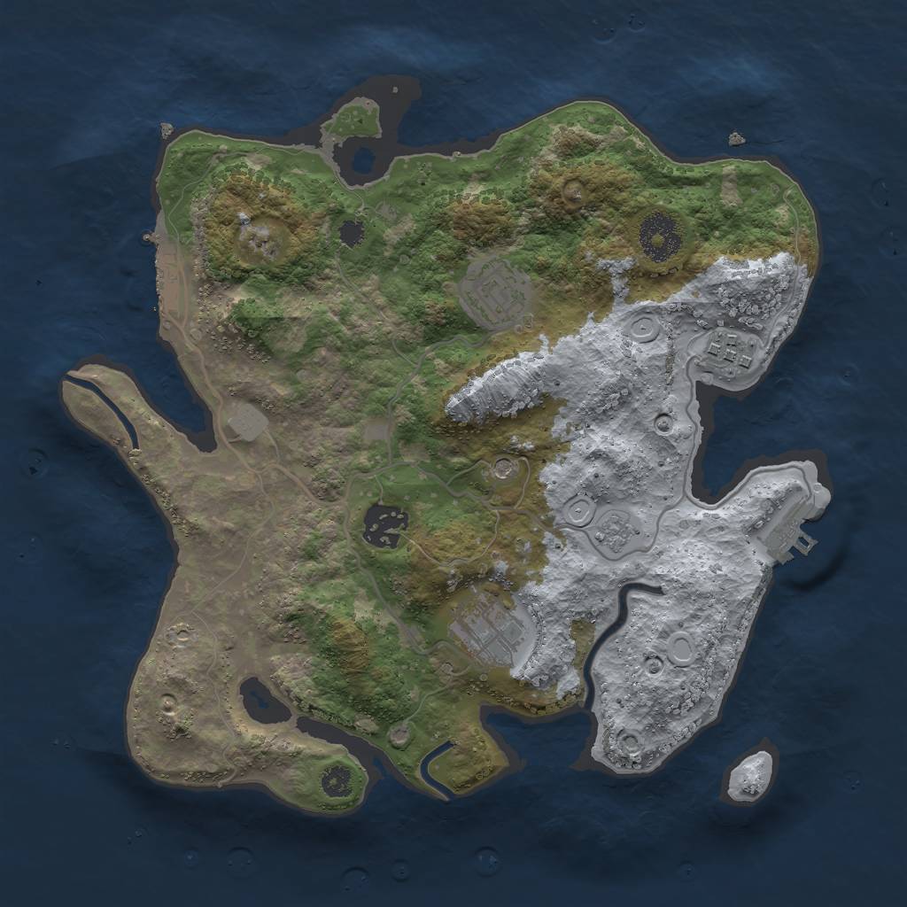 Rust Map: Procedural Map, Size: 3000, Seed: 2454613, 11 Monuments