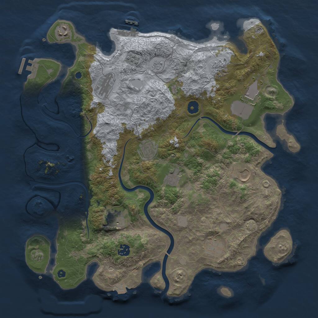 Rust Map: Procedural Map, Size: 3900, Seed: 774899051, 17 Monuments