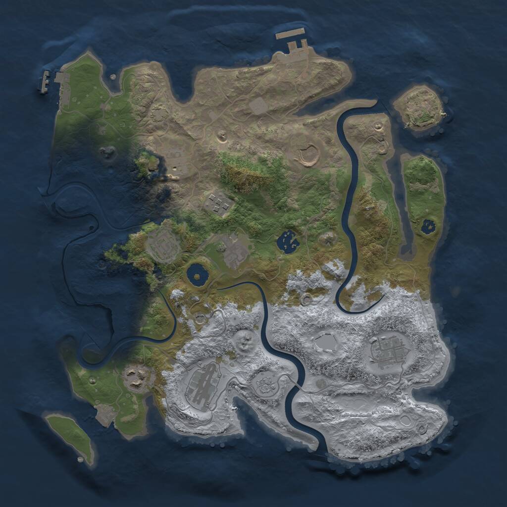 Rust Map: Procedural Map, Size: 3500, Seed: 778893345, 15 Monuments